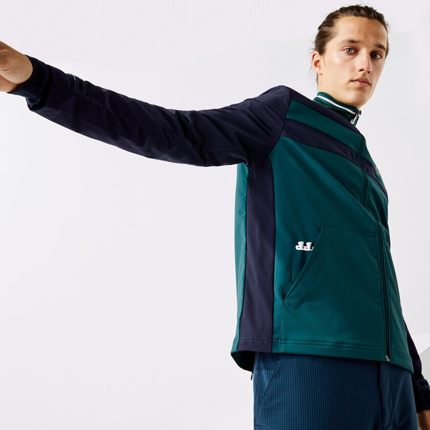 Sudaderas Lacoste SPORT Two-Tone Zippered Golf Hombre Verdes Azul Marino Azules Blancos | KW0-59355Y5