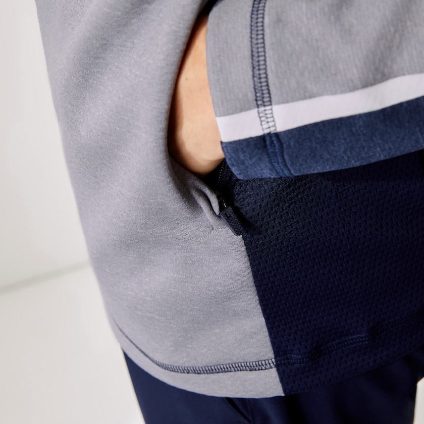 Sudaderas Lacoste SPORT Zip Stand-Up Collar Stretch Golf Hombre Grises Azul Marino Azules Blancos | LR6-17751F8
