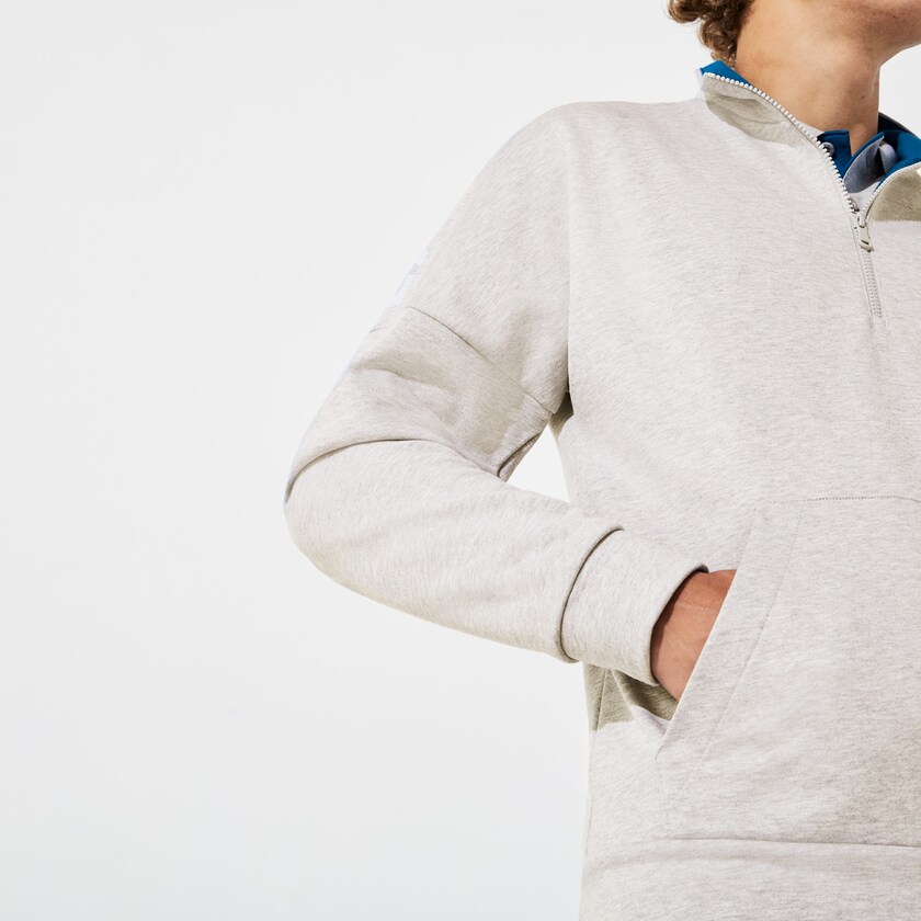 Sudaderas Lacoste SPORT Zip Standup Neck Cotton Hombre Grises Azules | VI9-12711U7