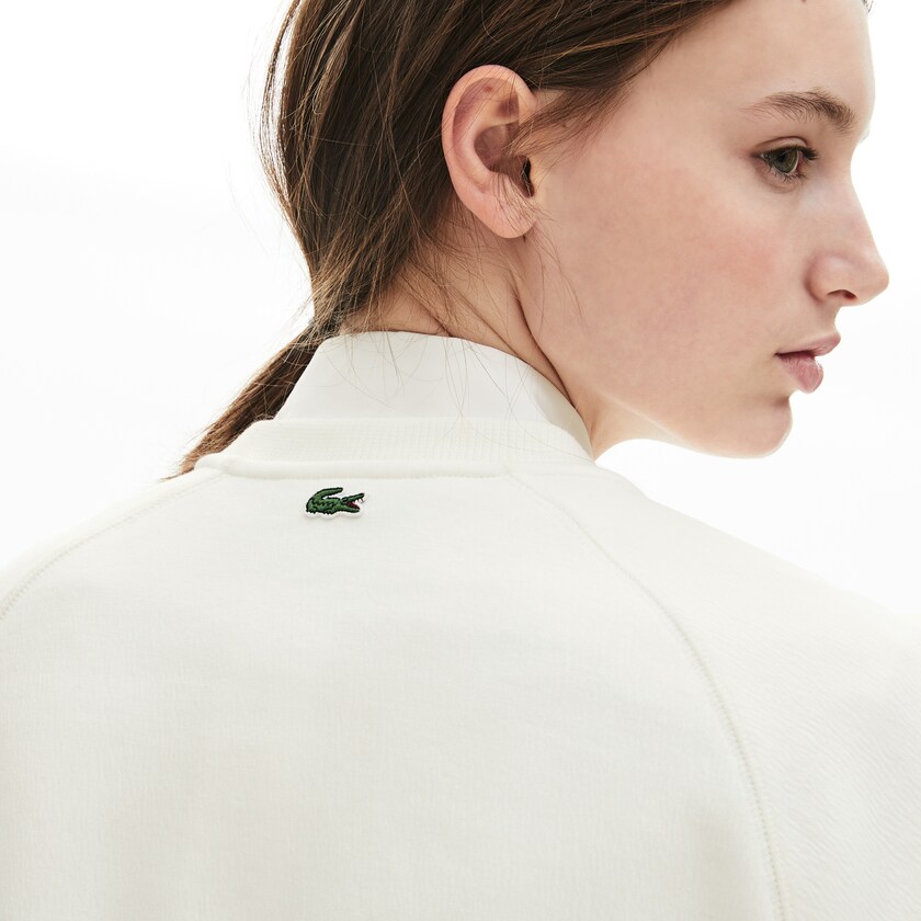Sudaderas Lacoste Signature Print Crew Neck Mujer Blancos Marrom Claro | NA0-74067T0