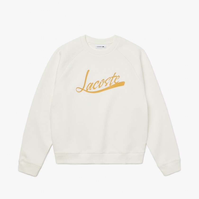 Sudaderas Lacoste Signature Print Crew Neck Mujer Blancos Marrom Claro | NA0-74067T0