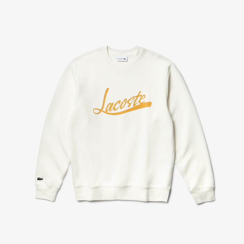 Sudaderas Lacoste Signature Print Crew Neck Hombre Blancos | PZ7-55875Q2
