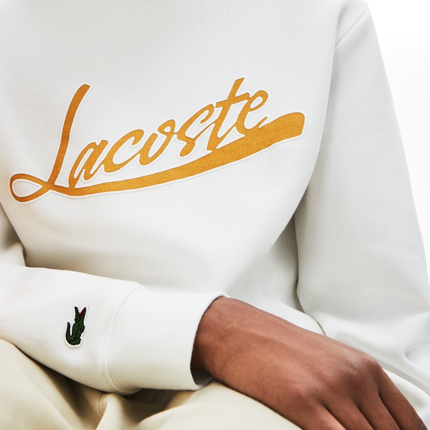 Sudaderas Lacoste Signature Print Crew Neck Hombre Blancos | PZ7-55875Q2