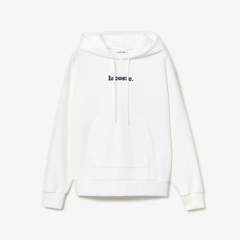 Sudaderas Lacoste Signature Wide Hooded Fleece Mujer Blancos | TK9-36893M1