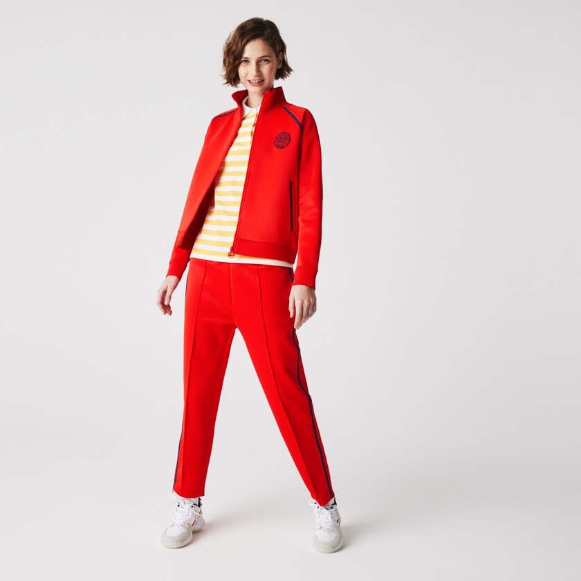 Sudaderas Lacoste Stand-Up Collar Vintage Style Zip Mujer Rojos Azules Rojos | CX0-76517S1