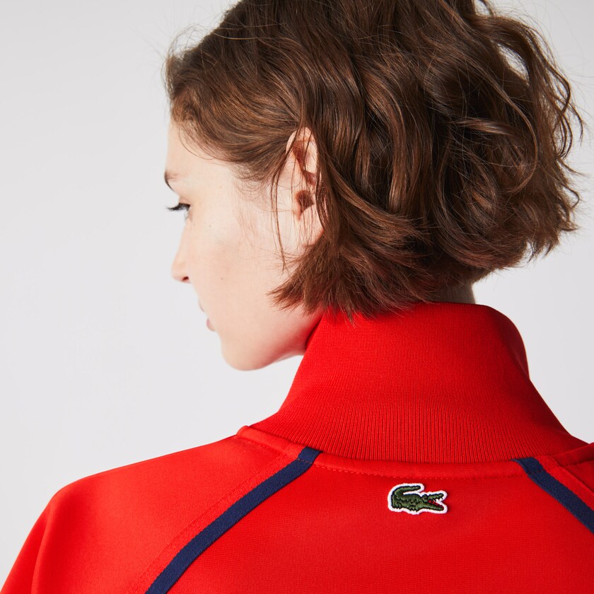 Sudaderas Lacoste Stand-Up Collar Vintage Style Zip Mujer Rojos Azules Rojos | CX0-76517S1
