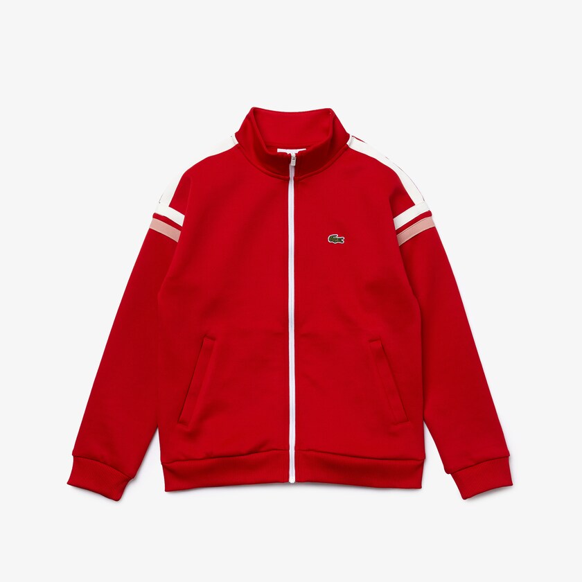 Sudaderas Lacoste Niños Rojos Blancos Striped Band Zippered EX5-72587N1