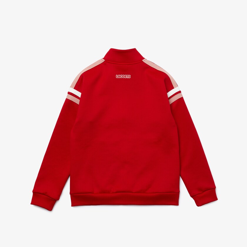 Sudaderas Lacoste Niños Rojos Blancos Striped Band Zippered EX5-72587N1