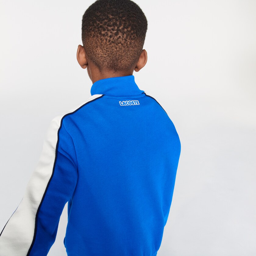 Sudaderas Lacoste Niños Azules Blancos Azul Marino Azules Two-Tone Cotton Fleece Zip VF7-77557T9
