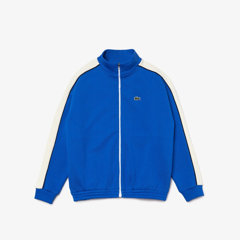 Sudaderas Lacoste Niños Azules Blancos Azul Marino Azules Two-Tone Cotton Fleece Zip VF7-77557T9