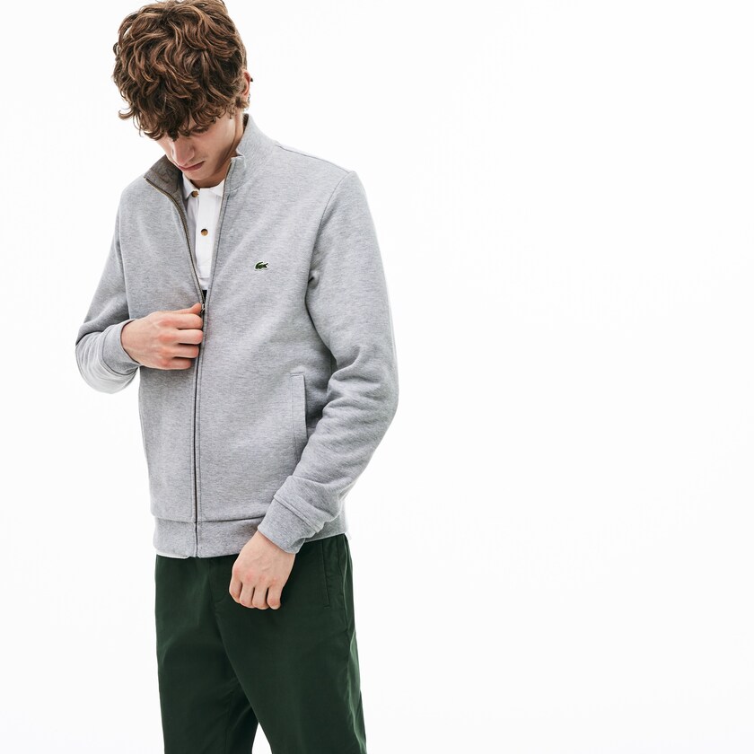 Sudaderas Lacoste Zip Fleece Hombre Grises | HT5-46964L1