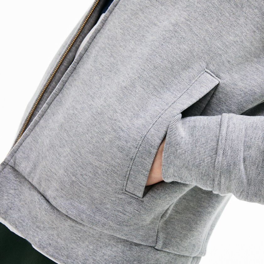 Sudaderas Lacoste Zip Fleece Hombre Grises | HT5-46964L1