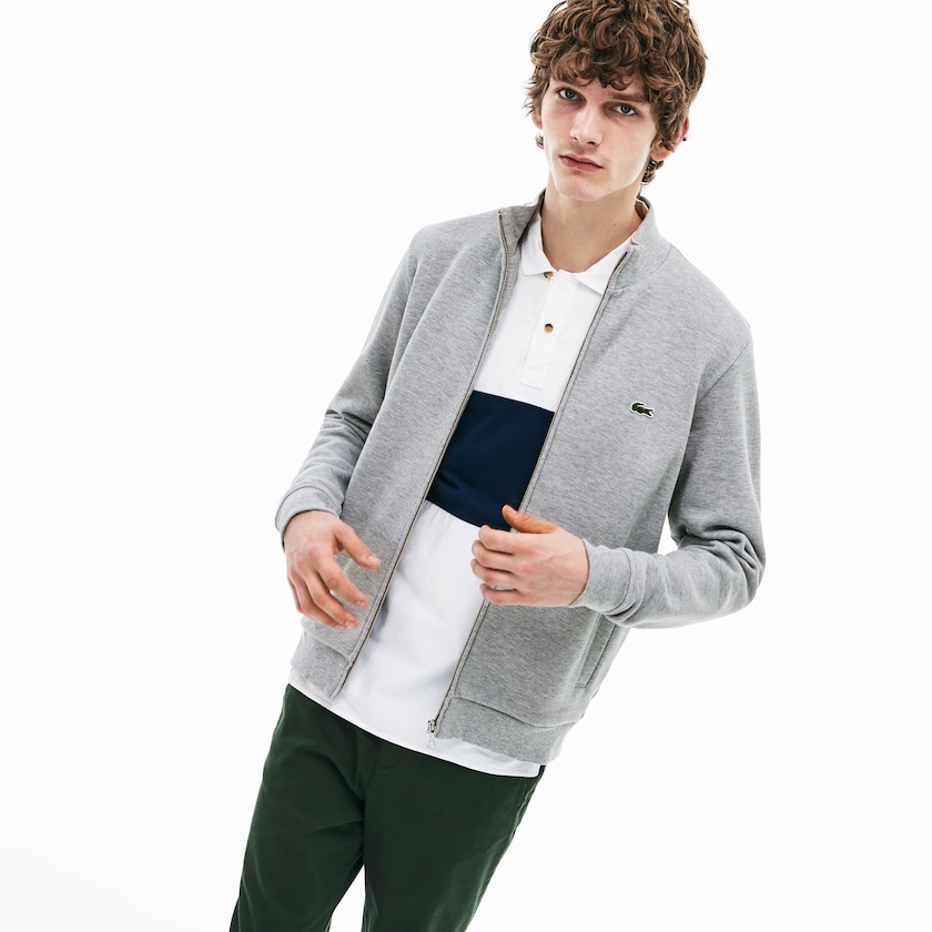 Sudaderas Lacoste Zip Fleece Hombre Grises | HT5-46964L1