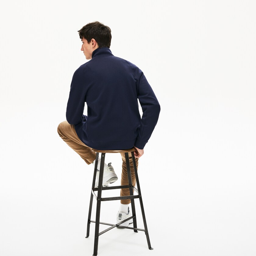 Sudaderas Lacoste Zippered Solid Hombre Azul Marino Azules Kaki Verdes | KO1-08870D1