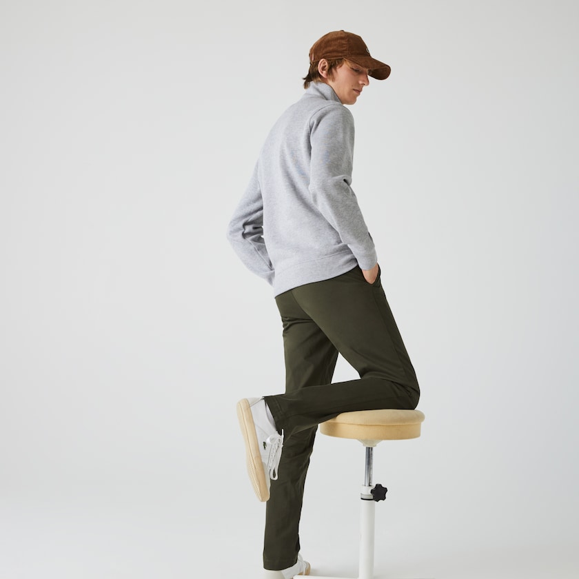 Sudaderas Lacoste Zippered Stand-Up Collar Cotton Hombre Grises | IH7-85978E4