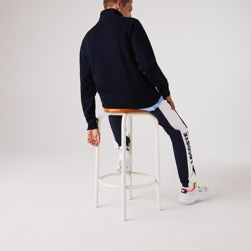 Sudaderas Lacoste Zippered Stand-Up Collar Cotton Hombre Azul Marino Azules | AC2-54975E8