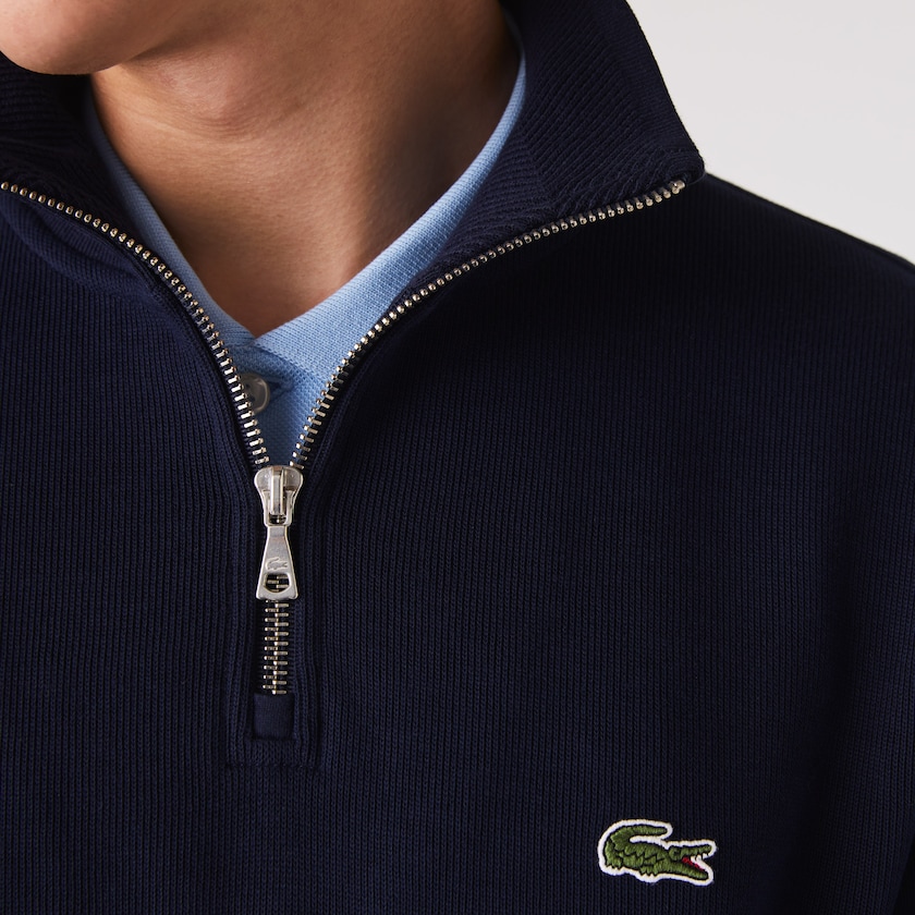 Sudaderas Lacoste Zippered Stand-Up Collar Cotton Hombre Azul Marino Azules | AC2-54975E8