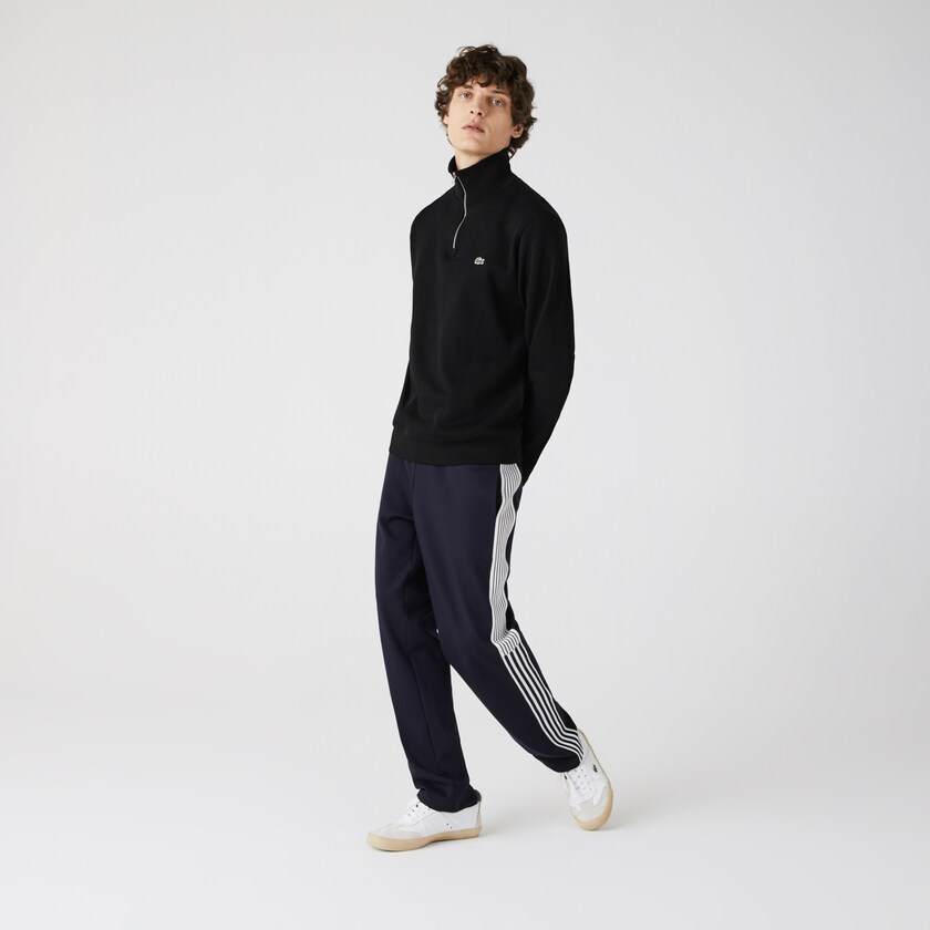 Sudaderas Lacoste Zippered Stand-Up Collar Cotton Hombre Negros | NF1-27932P4