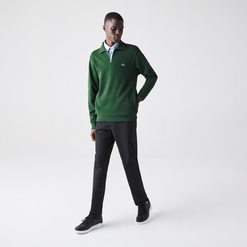 Sudaderas Lacoste Zippered Stand-Up Collar Cotton Hombre Verdes | BJ2-03700C7