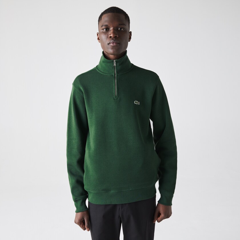 Sudaderas Lacoste Zippered Stand-Up Collar Cotton Hombre Verdes | BJ2-03700C7