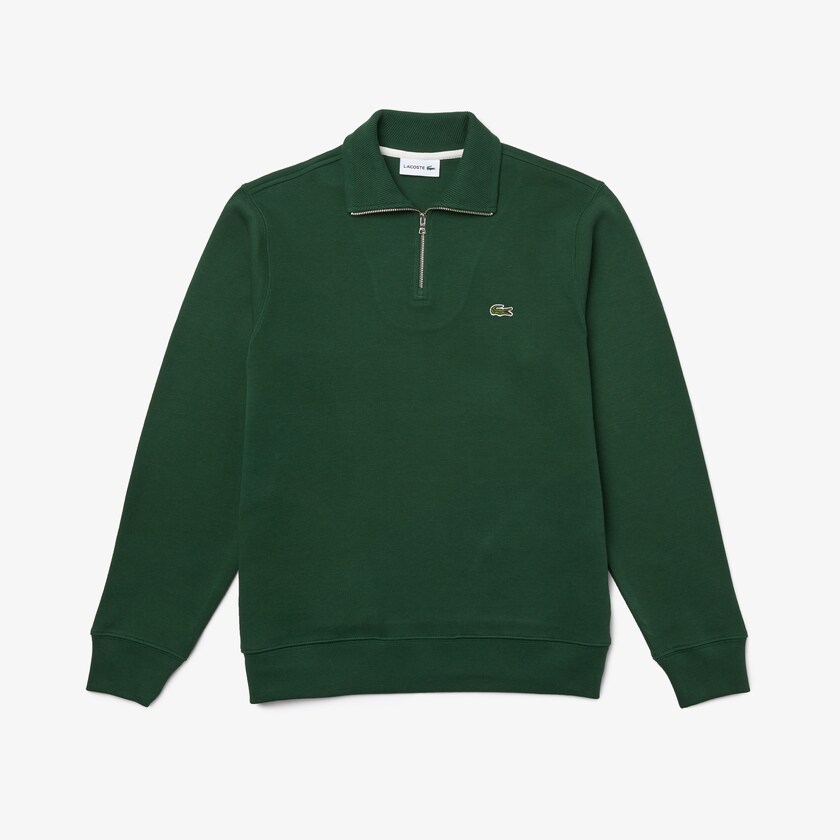 Sudaderas Lacoste Zippered Stand-Up Collar Cotton Hombre Verdes | BJ2-03700C7