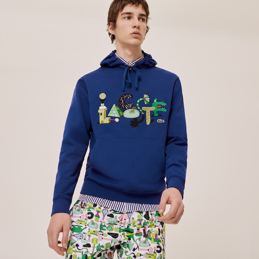 Sudaderas Lacoste x Jeremyville Print Hooded Hombre Azul Marino Azules | TE1-86958L1