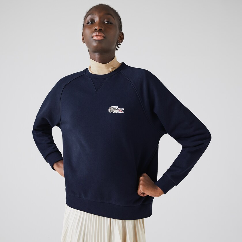 Sudaderas Lacoste x National Geographic Cotton Fleece Mujer Azul Marino Azules Blancos | XQ1-86748I9