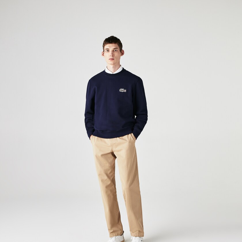 Sudaderas Lacoste x National Geographic Organic Cotton Hombre Azul Marino Azules Blancos | JJ7-00060O7