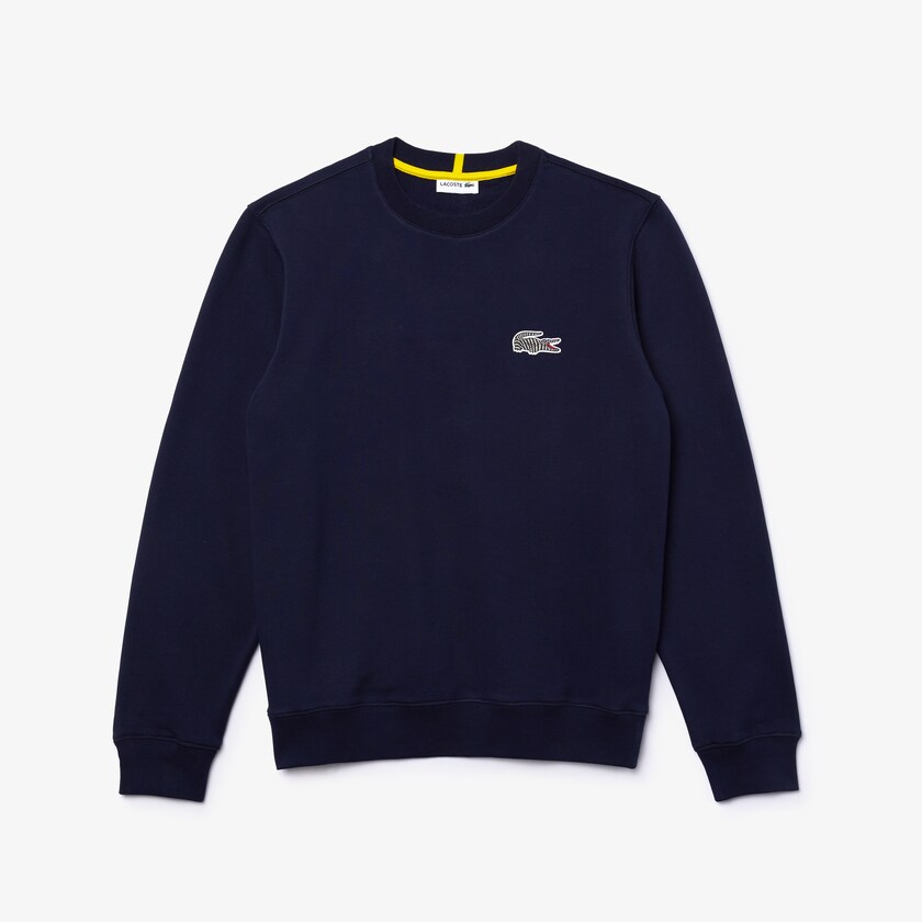Sudaderas Lacoste x National Geographic Organic Cotton Hombre Azul Marino Azules Blancos | JJ7-00060O7