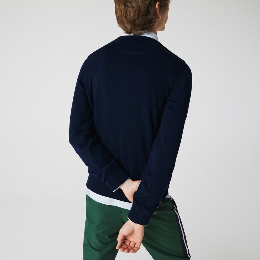 Suéteres Lacoste Caviar Piqué Accent Hombre Azul Marino Azules Blancos Azul Marino Azules | WP9-37713G3