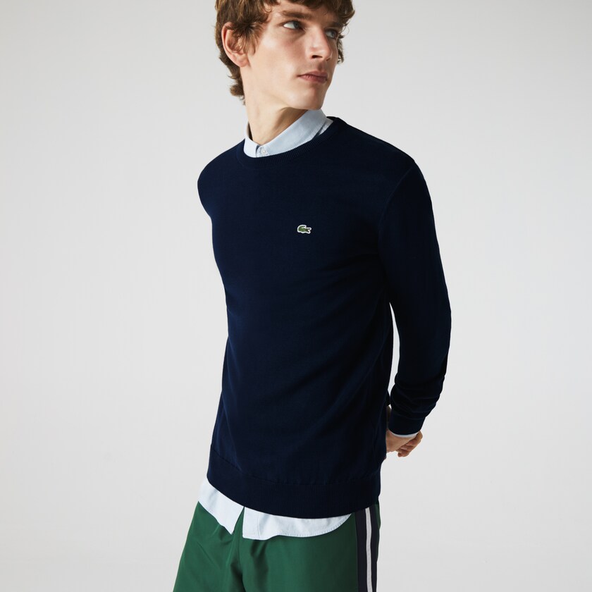 Suéteres Lacoste Caviar Piqué Accent Hombre Azul Marino Azules Blancos Azul Marino Azules | WP9-37713G3