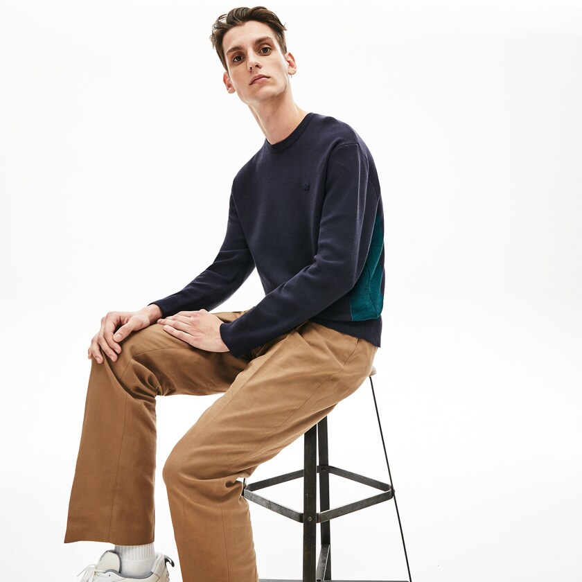 Suéteres Lacoste Contrast Effects Knit Hombre Azul Marino Azules | VN8-20172Y0
