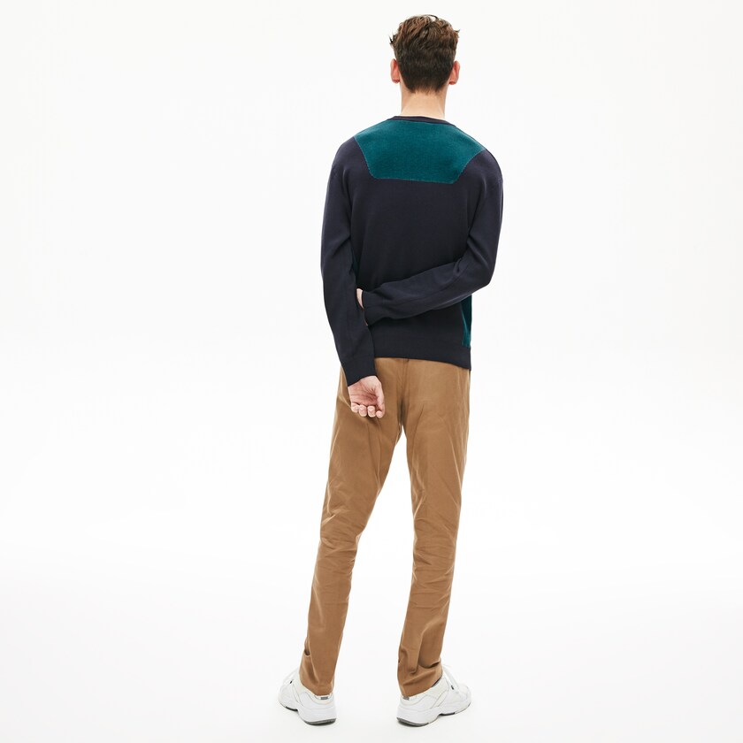 Suéteres Lacoste Contrast Effects Knit Hombre Azul Marino Azules | VN8-20172Y0