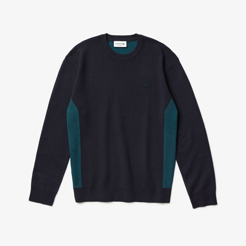 Suéteres Lacoste Contrast Effects Knit Hombre Azul Marino Azules | VN8-20172Y0