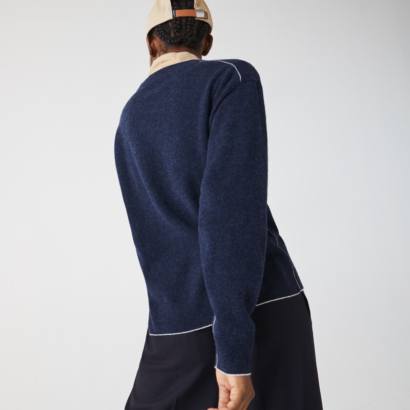 Suéteres Lacoste Crew Neck Wool Mujer Azules | ZR3-58725E0