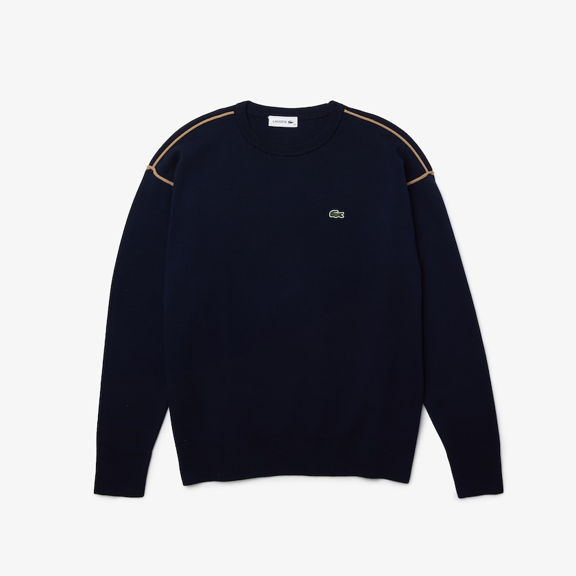 Suéteres Lacoste Crewneck Cotton Mujer Azul Marino Azules Beige | IP4-53735Y6