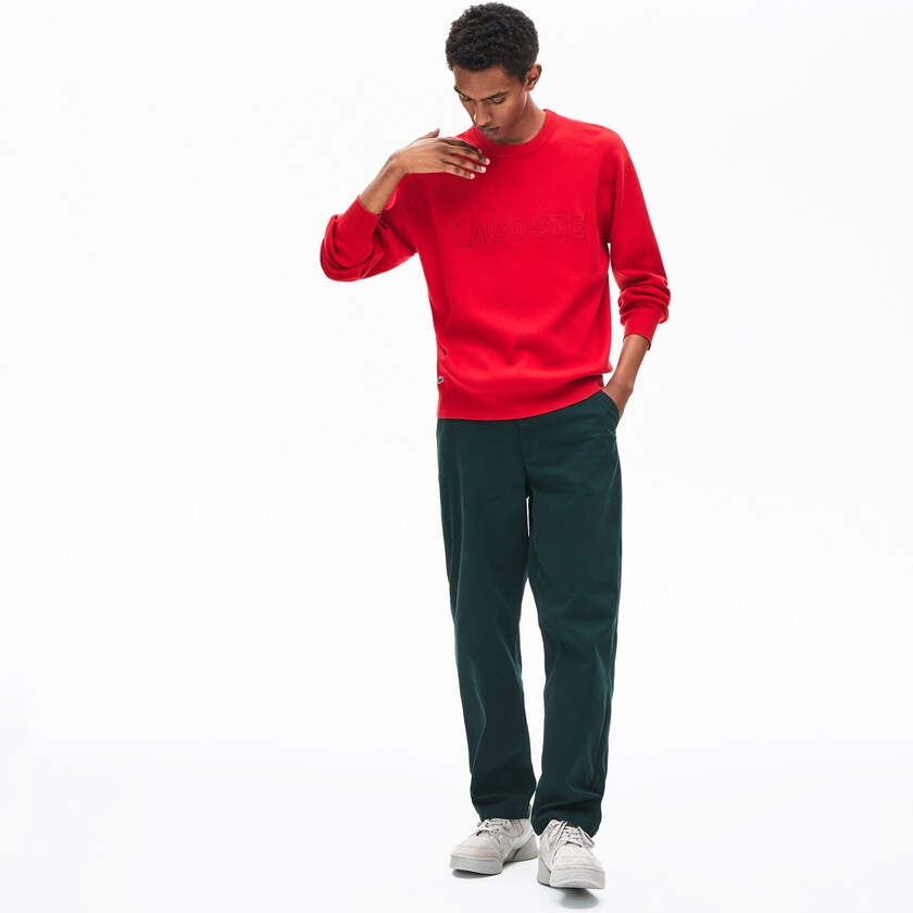 Suéteres Lacoste Crewneck Signature-Logo Knit Hombre Rojos | TN6-96369W4