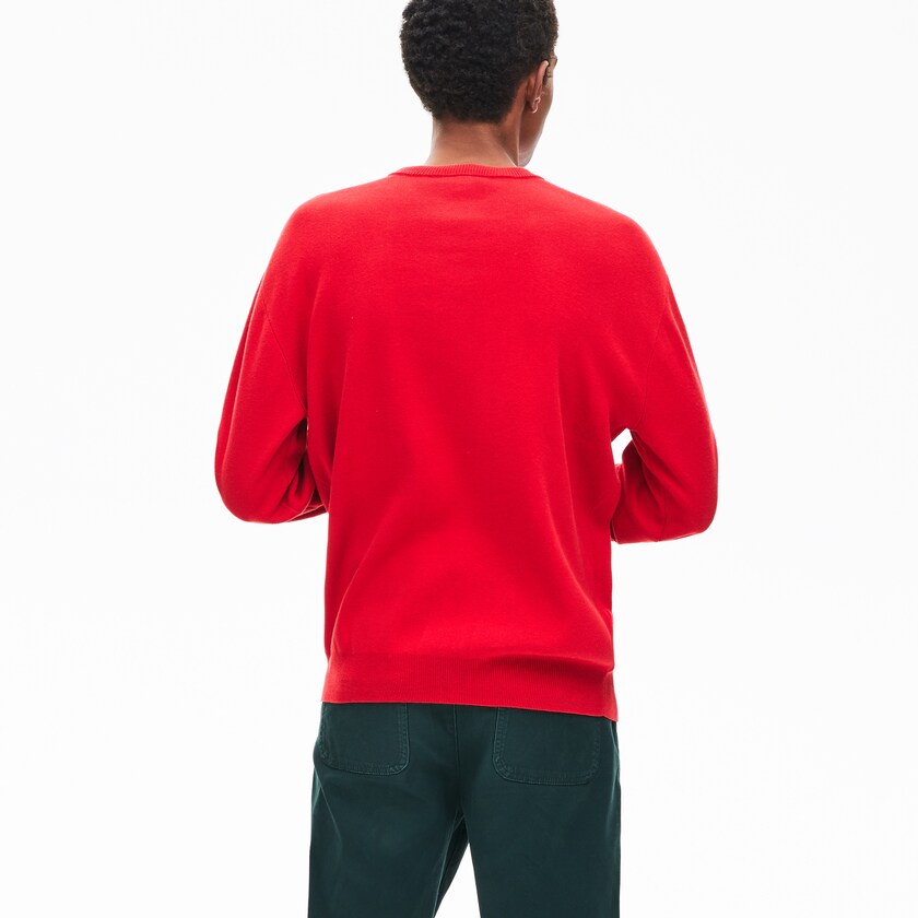 Suéteres Lacoste Crewneck Signature-Logo Knit Hombre Rojos | TN6-96369W4