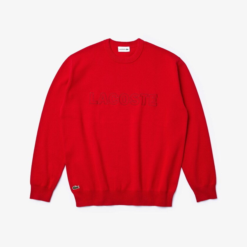 Suéteres Lacoste Crewneck Signature-Logo Knit Hombre Rojos | TN6-96369W4