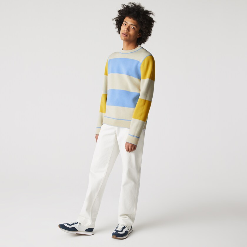 Suéteres Lacoste LIVE Reversible Cotton Hombre Azules Blancos | CU1-21632Z3