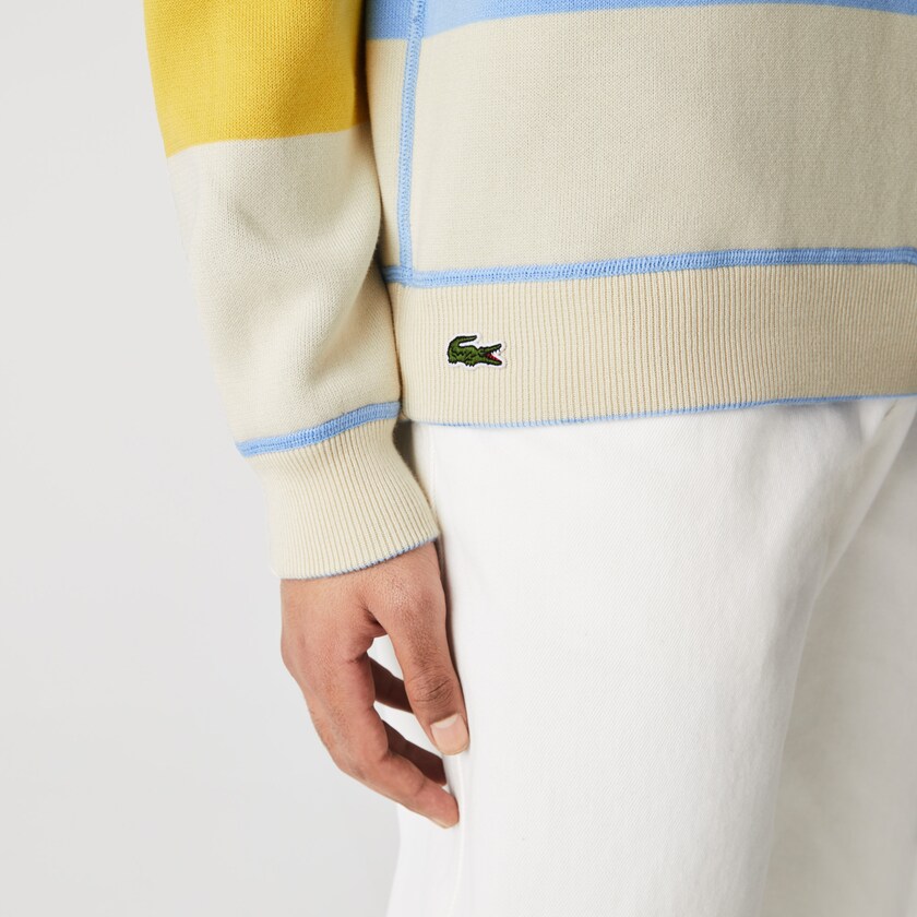 Suéteres Lacoste LIVE Reversible Cotton Hombre Azules Blancos | CU1-21632Z3