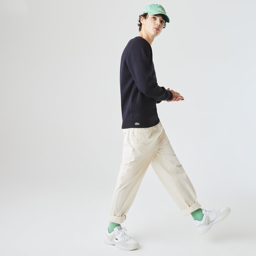 Suéteres Lacoste LIVE Reversible Cotton Mujer Azul Marino Azules Blancos | MT3-64506O7