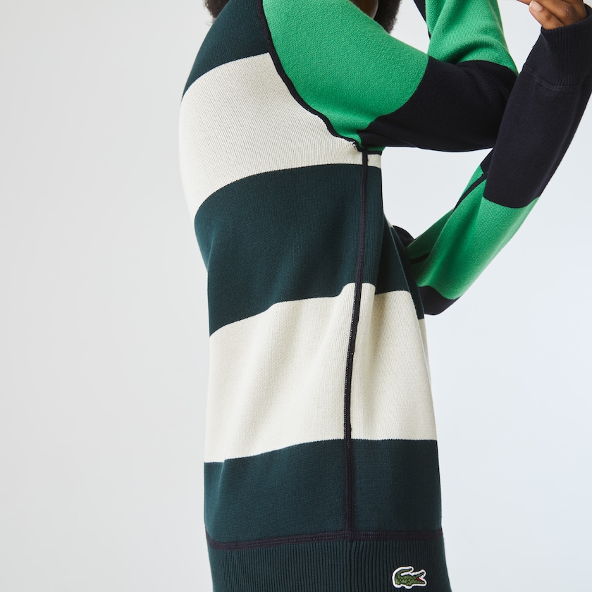 Suéteres Lacoste LIVE Reversible Cotton Mujer Azul Marino Azules Blancos | MT3-64506O7