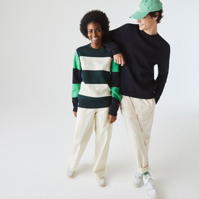 Suéteres Lacoste LIVE Reversible Cotton Mujer Azul Marino Azules Blancos | MT3-64506O7