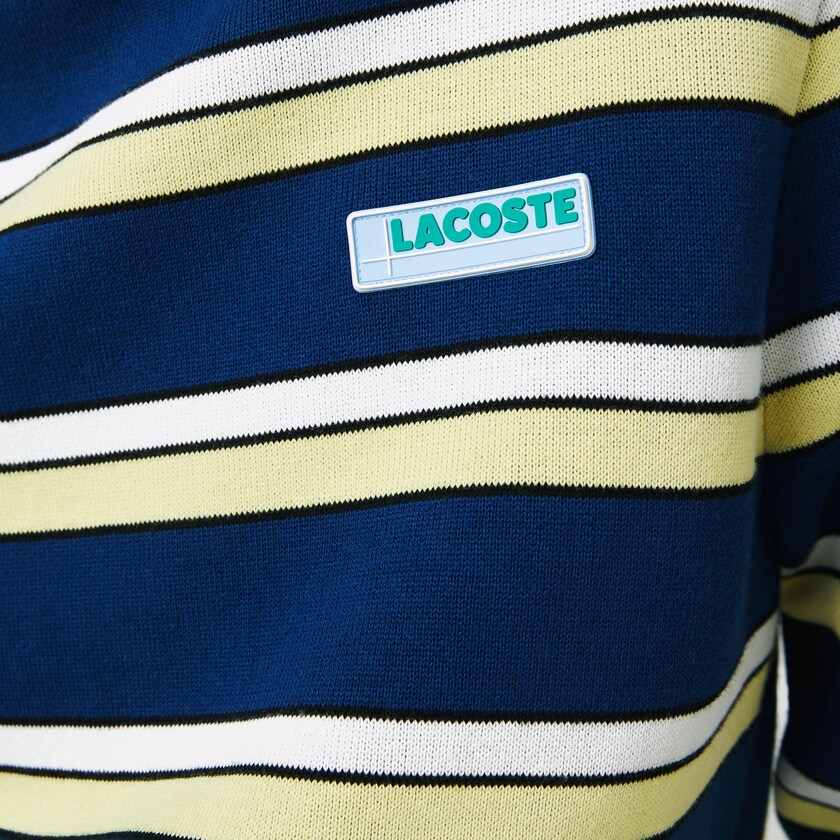 Suéteres Lacoste LIVE Striped Cotton Crew Neck Hombre Azules Blancos | MN0-33013X1