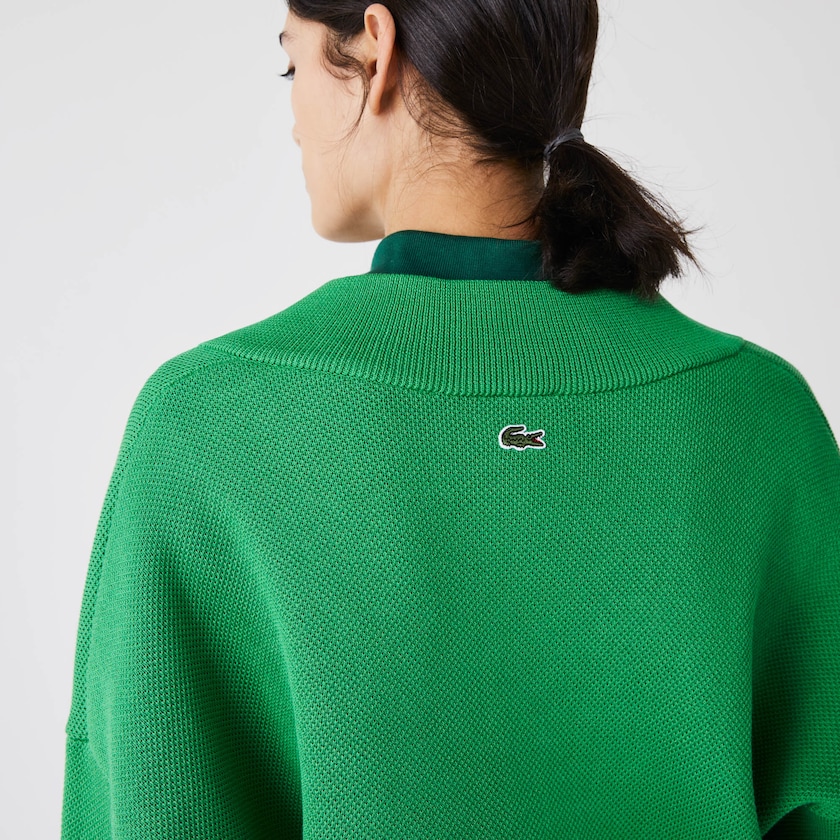 Suéteres Lacoste LIVE V-Neck Emblem Mujer Verdes | EK6-97349B8
