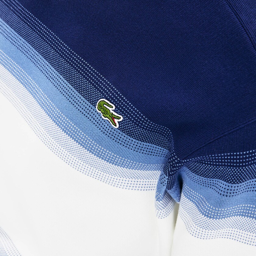 Suéteres Lacoste Made In France Degraded Cotton Crew Neck Hombre Azul Marino Azules Azules Blancos | PK7-27802D1