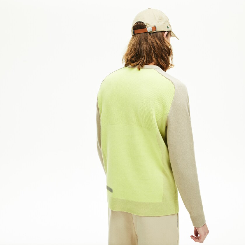 Suéteres Lacoste Motion Breathable Color-Block Hombre Beige Amarillos | EH1-12811Q5