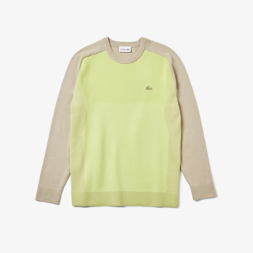 Suéteres Lacoste Motion Breathable Color-Block Hombre Beige Amarillos | EH1-12811Q5