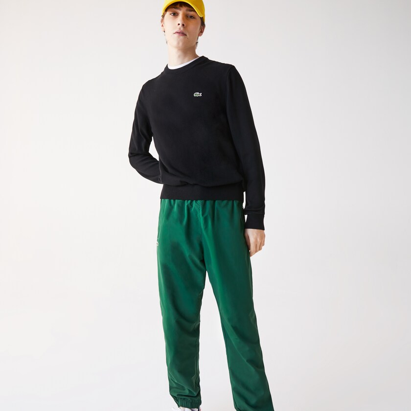 Suéteres Lacoste Organic Cotton Crew Neck Hombre Negros | EJ4-42074A6